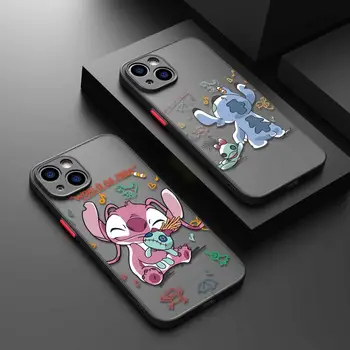 Disney Angel Stitch Love Star Прозрачный Матовый Чехол Для Телефона iPhone 15 11 14 13 12 Pro Max Mini X XR Xs 8 7 Plus Силиконовый Чехол Изображение