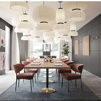 Обеденный стул в скандинавском стиле для минималистичного дома, Роскошная кухонная мебель для ресторана, Креативный стул со спинкой из кованого железа Изображение