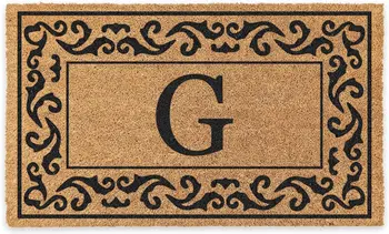 Буква G с набивной каймой, классический коричневый коврик для пола, удлиненные одеяла Изображение