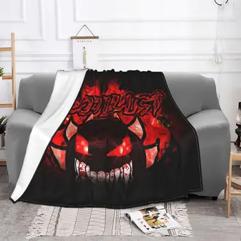 Одеяла Angry Geometry Dash, фланелевое одеяло с рисунком Аниме на весну/осень, Многофункциональное Супер Теплое одеяло для кровати, дорожное одеяло Изображение