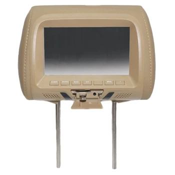 Универсальный 7-дюймовый Автомобильный подголовник Экран монитора Развлечения на заднем сиденье Мультимедийный плеер для AV USB SD MP4 MP5 FM Бежевый Изображение