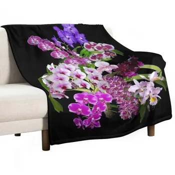 Новые орхидеи - прохладные и успокаивающие цвета! Плед в стиле ретро, одеяло для пикника Изображение