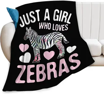 Просто девушка, которая любит одеяло с зебрами, Милый забавный декор в виде зебры, одеяло с животными, подарки в виде зебры для девочек и мальчиков, супер теплый Изображение