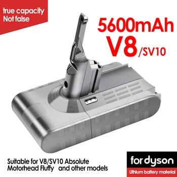 Аккумулятор для пылесоса Dyson V8 V7 SV10 5000 мАч 21,6 В Для полной уборки/Пушистых / животных и Сменный литий-ионный аккумулятор емкостью 4,0 мАч Изображение
