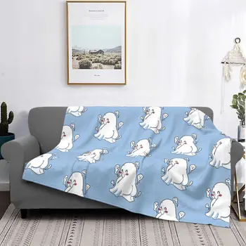 Одеяло с мультяшным привидением Интересные привидения Флисовое фланелевое всесезонное дышащее клетчатое покрывало для дивана плюшевое тонкое одеяло Изображение