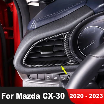 Для Mazda CX30 CX-30 2020 2021 2022 2023 Накладка крышки вентиляционного отверстия бокового кондиционера автомобиля из углеродного волокна, аксессуары для формования интерьера Изображение