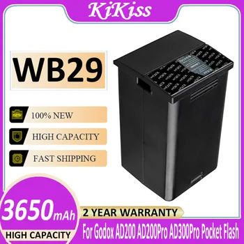 Оригинальный мощный аккумулятор KiKiss WB29 3650mah для Godox Witstro AD200 AD200PRO AD200 PRO (Батарея AD200) Bateria Изображение