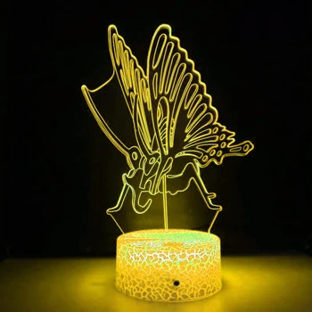 Ночник-бабочка для детей Ночник для изменения цвета ночника USB Аккумулятор Настольная лампа Прикроватное украшение для спальни Рождественский подарок Изображение