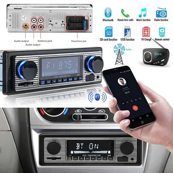Беспроводное автомобильное радио MP3-плеер 1din Bluetooth Ретро Мультимедиа AUX USB FM Play Винтажный Беспроводной 12 В Стерео Аудио Автоэлектроника Изображение