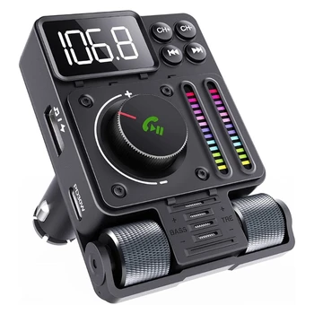 Адаптер автомобильного FM-передатчика 090E Беспроводной приемник громкой связи MP3-плеер Изображение