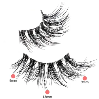 натуральные синтетические волосы, длинная половина ресницы, удобный пластиковый хлопковый стебель, набор для макияжа Falese lashes, ресницы fox eye Изображение