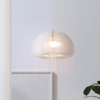 Столовая люстра в японском стиле, прикроватная лампа для гостиной, спальни, белая тыквенная барная настольная лампа Изображение