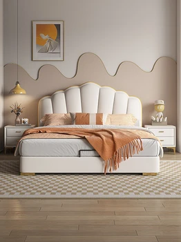 Оптовая продажа роскошных кроватей King Size с кобурами, Каркас кровати из массива дерева, Комплект мебели для спальни Изображение