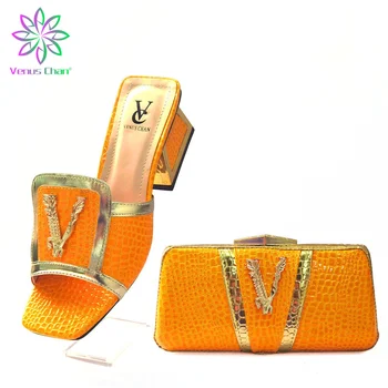 Специальный дизайн, летняя обувь и сумка 2023 года, желтый цвет, высококачественная итальянская женская обувь, подходящая сумка для вечеринки в саду Изображение