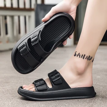 Женские летние тапочки на толстой подошве, Корейская версия модных пар С пляжными сандалиями Super Fire, вьетнамки Изображение
