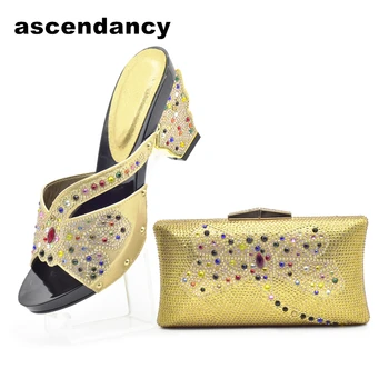 Новейший Африканский комплект обуви и сумок, украшенный стразами, Итальянский Дизайнерский Комплект обуви и сумок для женщин 2023, Роскошная Дизайнерская Обувь1 Изображение