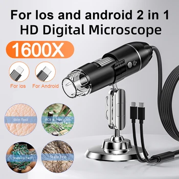 1600-кратный цифровой микроскоп с USB-увеличением Эндоскоп Портативный электронный микроскоп для оценки ювелирных изделий Видео для IOS Android Изображение
