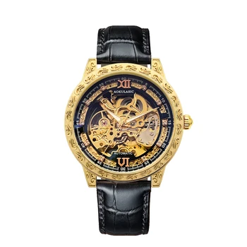 Механические часы роскошного бренда, мужские модные автоматические часы, мужские кожаные водонепроницаемые деловые часы Relogio Masculino 2023 Изображение