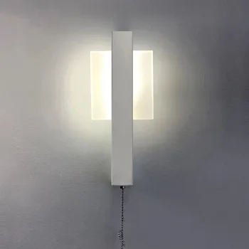 Круглый квадратный светодиодный настенный светильник с выключателем 6 Вт Спальня Гостиная Скандинавский современный настенный светильник В проходе Кабинет Бра для чтения Настенные светильники Изображение