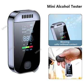 Мини-детектор алкоголя Высокочувствительный алкотестер Мундштук Цифровой дисплей Тестер Портативный алкоголемер брелок Изображение