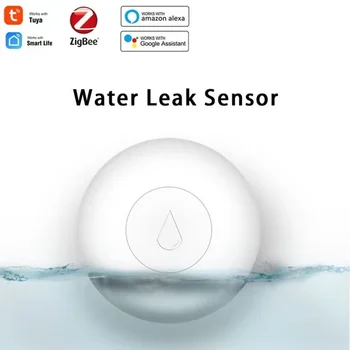 Датчик утечки воды Tuya Smart Zigbee, Беспроводной датчик утечки воды, сигнализация для умного дома, Интеллектуальный детектор утечки воды Tuya Изображение