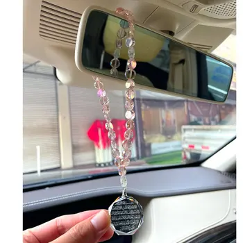Исламский кристалл 33 розовых бусины тасбих Коран фатиха кристалл автомобильная подвеска автомобильные мусульманские подарки Изображение