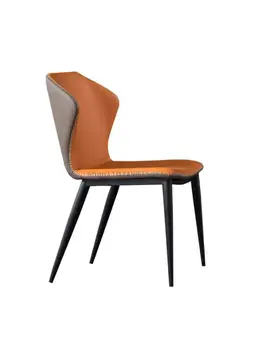 Современный простой обеденный стул с кожаной художественной спинкой Nordic light роскошный минималистский домашний ресторан гостиничный стол комод стул Изображение