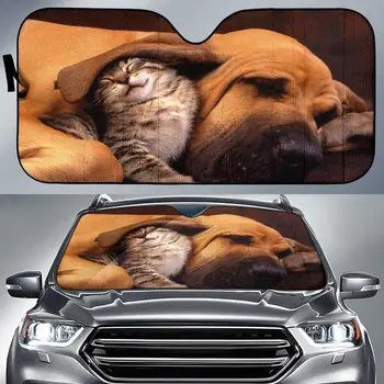 Милые друзья-собаки и кошки, спящие вместе, Изображение Автомобильного солнцезащитного козырька, Милые Друзья-собаки и кошки, спящие вместе, Автомобильного солнцезащитного козырька, ветрового козырька Изображение