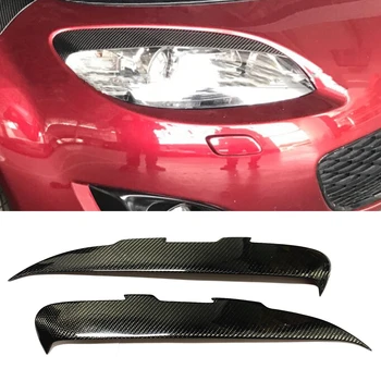 Накладка для бровей передней фары Mazda MX5 из углеродного волокна, накладка для век головного света, наклейка для бровей Изображение