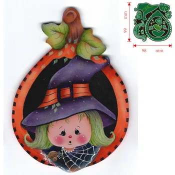 Металлические штампы для резки Хэллоуин ведьма Бумажные открытки для Скрапбукинга Декоративное Тиснение Изображение