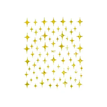 Наклейка для нейл-арта с лазерной звездой Для украшения нейл-арта, Золотая, серебряная, Черная, Тонкая фольга, слайдер, наклейки для ногтей, декор для маникюра Изображение