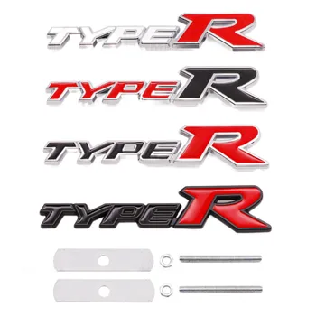 3D Металлическая Передняя Решетка Типа R Эмблема Значок Наклейка Наклейка Для Honda Civic TyperR CRV HRV Accord Fit Аксессуары Для Укладки Автомобилей Изображение