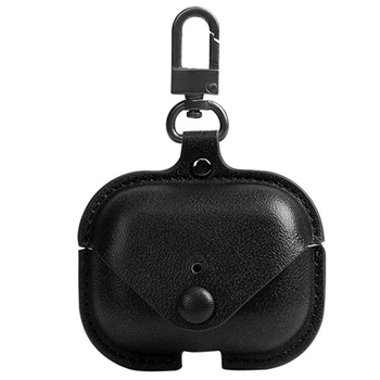 3D чехол для наушников Airpods Pro, роскошный кожаный чехол для Apple AirPods Pro, чехлы, сумки для наушников, ремешки, черный Изображение