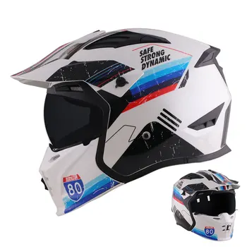 Одобренные DOT мотоциклетные полнолицевые модульные шлемы для мотокросса по бездорожью casco Мотоцикл-байк с открытым лицом Capacete Moto EC Изображение