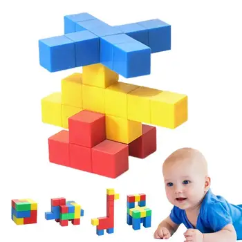 Магнитные Строительные блоки 32шт Красочная Дизайнерская Магнитная Строительная игрушка для детей, развивающие игрушки Монтессори 