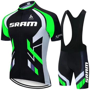 Комплект из джерси для велоспорта SRAM, мужской комплект для велоспорта, Летняя велосипедная одежда для спорта на открытом воздухе, дышащая велосипедная одежда, костюм для велоспорта MTB Изображение