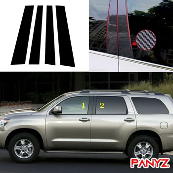 4ШТ полированных опорных столбов, накладка на окно автомобиля, наклейки на колонны BC, подходят для Toyota Sequoia 2008-2020, хромированный стайлинг Изображение