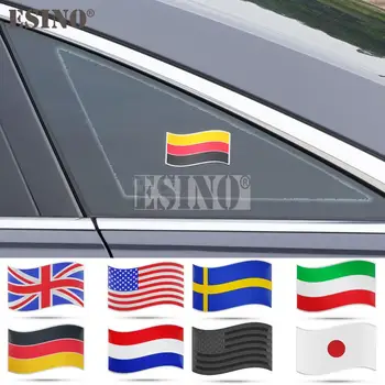 Стайлинг автомобиля Развевающийся Национальный флаг США Великобритания Италия Германия Франция Япония Металл Алюминиевый сплав 3D Клей Эмблема Значок Наклейка Термоаппликация Изображение