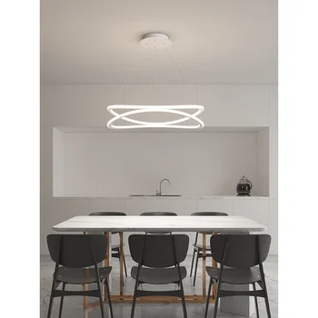 Люстры LED Nordic Modern с матовым кольцом для домашнего освещения, установленные на потолке в гостиной, подвесной светильник в спальне Изображение