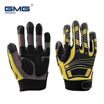 Сверхпрочные рабочие перчатки из синтетической кожи с защитой от ударов, механические перчатки, защитные перчатки для снижения вибрации сенсорного экрана, мужские Изображение