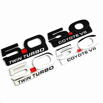 Автомобильный 3D Металл 5.0 Coyote V8 Twin Turbo Наклейки С Логотипом Наклейка Для Ford Mustang GT GT500 GT350 2022 2021 2020 Значок Эмблема Наклейки Изображение