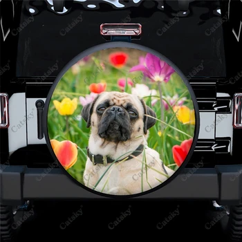 Чехол для запасного колеса с принтом собаки-Мопса, водонепроницаемый Протектор колеса для автомобиля, грузовика, внедорожника, Кемпера, прицепа Rv 14 