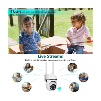 Умная WiFi камера наблюдения 1080P 2MP, полноцветная беспроводная камера ночного видения для помещений, домашняя камера безопасности, штепсельная вилка ЕС Изображение