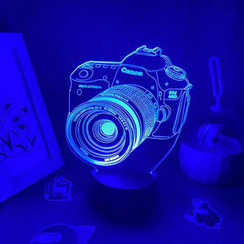 Камера 3D Светодиодные Лампы RGB Креативный Ночник Классный Красочный Подарок для Друзей Прикроватная тумбочка для спальни Декор журнального столика Подарок Фотографа Изображение