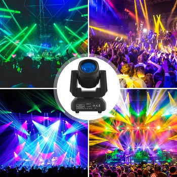 Сценическое освещение с движущейся головкой мощностью 100 Вт Gobo Beam Ослепительный светодиод DMX для вечеринки в баре, стробоскопический DJ-свет Изображение