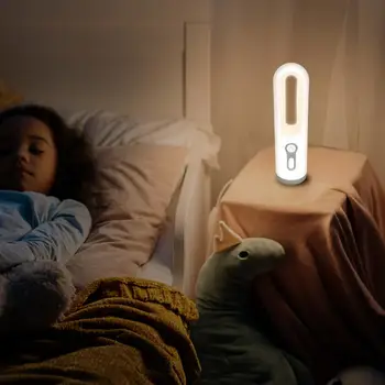 Светодиодный ночник Перезаряжаемый светодиодный ночник с датчиком движения, прикроватная лампа без мерцания, несколько режимов для ухода за глазами Изображение