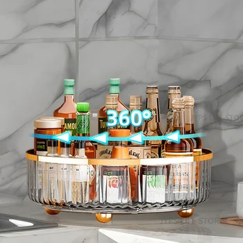 Роскошная кухонная стойка для специй, Вращающийся на 360 Градусов лоток для специй, Стойка для хранения бутылок, Органайзер для специй, Кухонная стойка для хранения Изображение