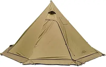 Легкая Горячая Палатка Tipi на 3 Человека с Огнезащитными Дымовыми Трубами, Оконные Палатки-Вигвамы для Семейного Командного Кемпинга на открытом воздухе Изображение