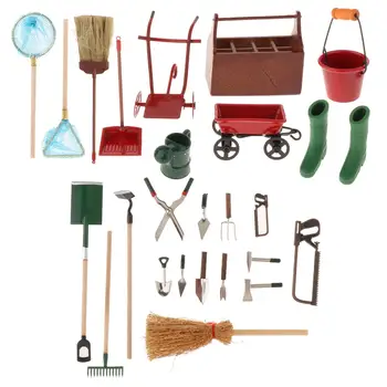 25 шт. миниатюрных садовых инструментов, детские игрушки для уборки, садовые инструменты, миниатюрные садовые инструменты для магазина, аксессуары для кукольных домиков, возраст от 3 + Изображение