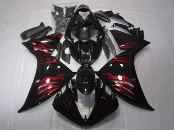 4 Подарка Новый комплект обтекателей для мотоциклов ABS, пригодный для YAMAHA R1 2009 2010 2011 09 10 11 Комплект кузова YZF R1 Red Flame Изображение